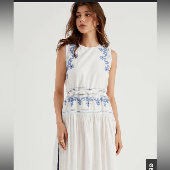 Italian Coast Embroidered Long Dress, Like New (M) - Picture 4 of 5